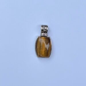 Lia Sophia Tiger Eye / Tigers Eye Gemstone Pendant - vintage / discontined